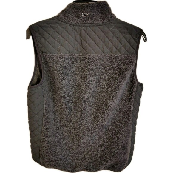 Vineyard Vine  Fleece Vest Jacket Size M Fully Zip Pockets Gray - Picture 7 of 8